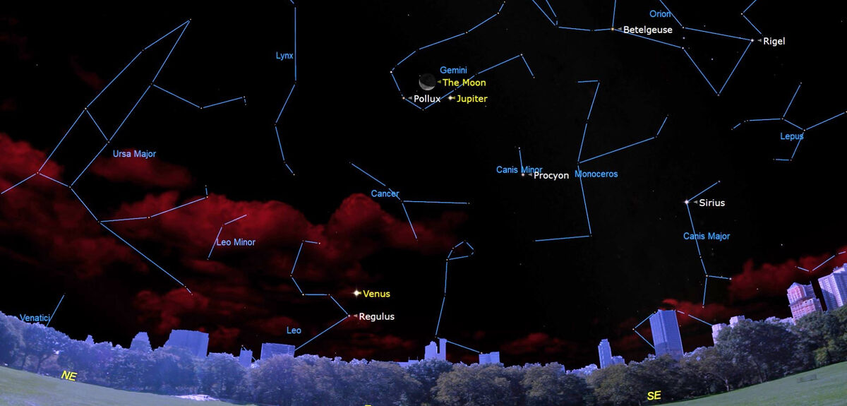 Луна, Юпитер и Близнецы: уникальное астрономическое шоу на рассвете 16 сентября