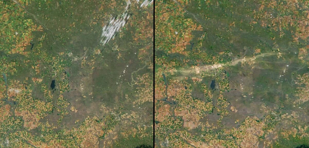 Спутник NASA зафиксировал градовый шрам Альберты: последствия разрушительного шторма