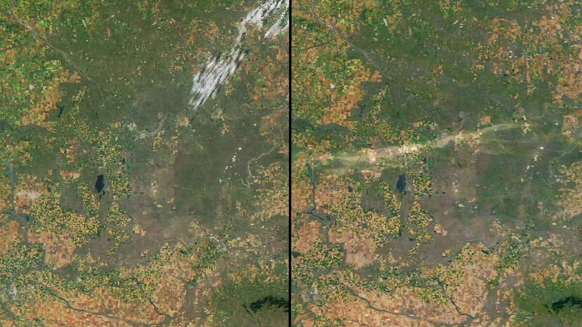 Спутник NASA зафиксировал градовый шрам Альберты: последствия разрушительного шторма