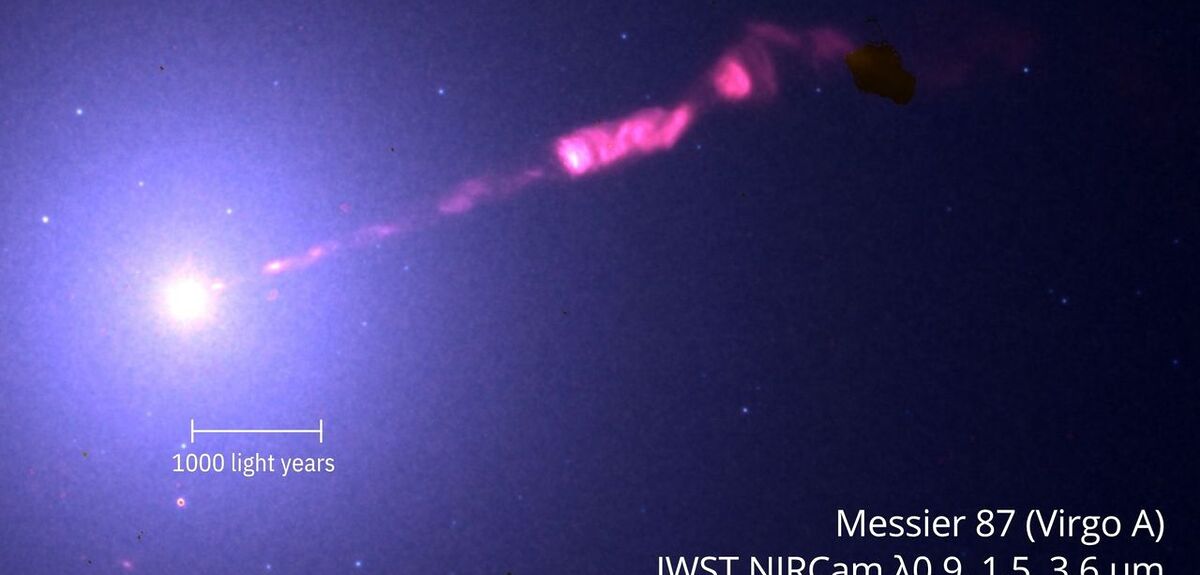 Загадочные струи галактики М87: новые подробности от телескопа «Джеймс Уэбб»