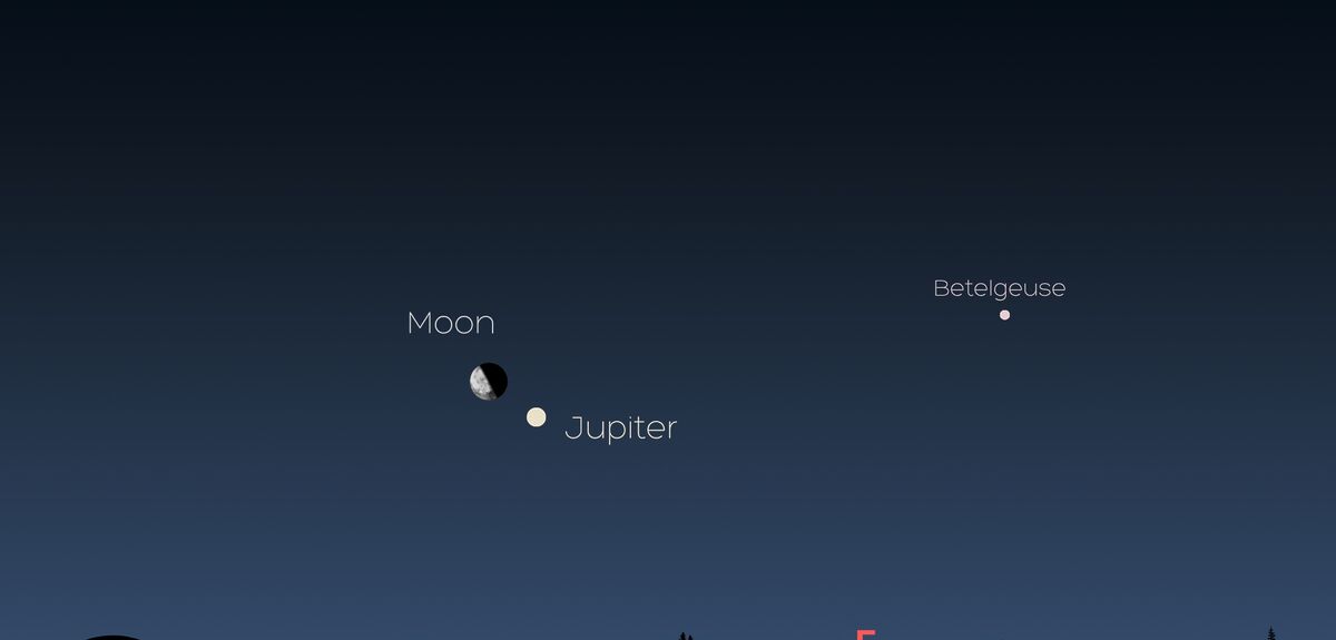 Ночное рандеву: Луна и Юпитер встречаются на небе