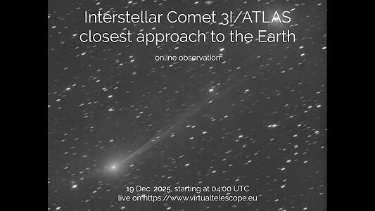 Интернет-трансляция сближения с межзвёздным гостем: комета 3I/ATLAS приближается к Земле