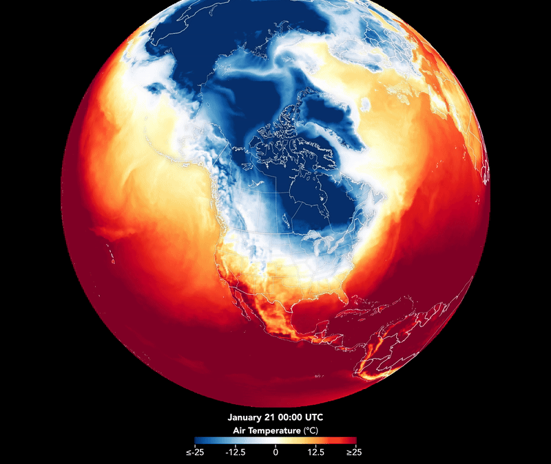 Хватка полярного вихря: как спутники NASA показали аномальный холод над Америкой