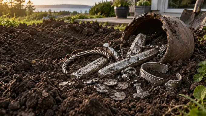 Садовая терраса открыла крупнейший клад викингов в Дании: 18,5 кг серебра